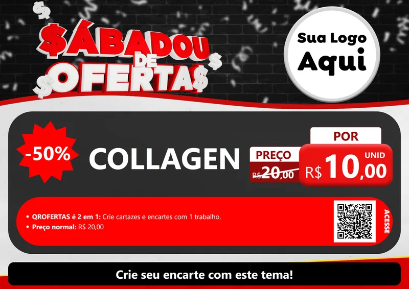 Modelo de Cartaz para Cartaz A4 Horizontal com o tema Sabadou de Ofertas para Suplementos alimentares