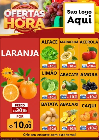 Modelo de Encarte para Encarte A4 Vertical com o tema Ofertas da Hora para Hortifrúti