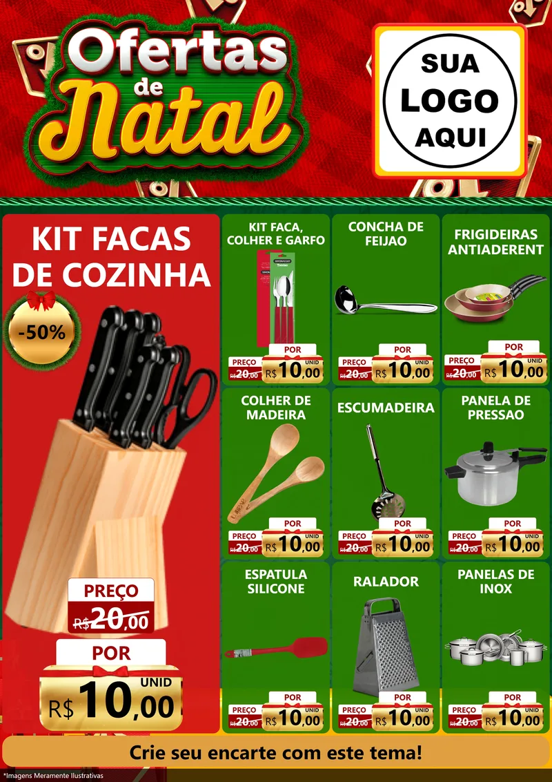 Modelo de Encarte para Encarte A4 Vertical com o tema Ofertas de Natal para Utilidades Domésticas