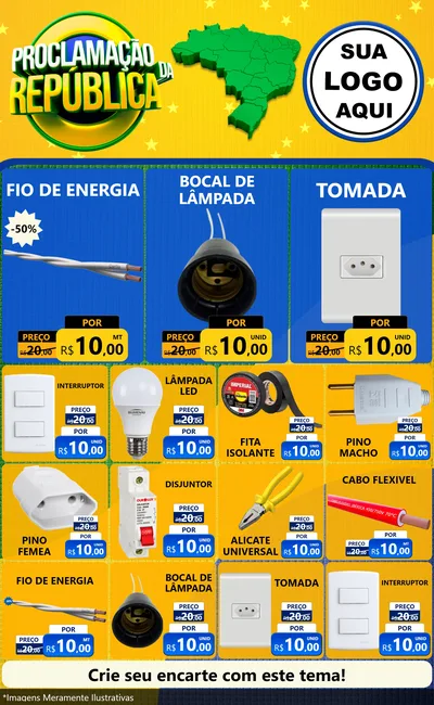 Modelo de Encarte para Encarte Grande com o tema Proclamação da República para Materiais Elétricos