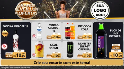 Modelo de TV para TV Horizontal com o tema Grande Réveillon de Ofertas para Distribuidora de bebidas