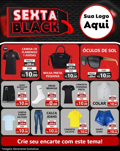 Modelo de Rede Social para Feed Instagram com o tema Sexta Black para Roupas e acessórios