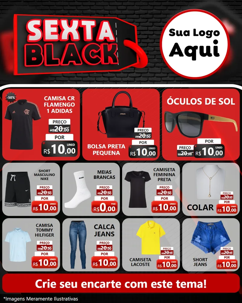 Modelo de Rede Social para Feed Instagram com o tema Sexta Black para Roupas e acessórios