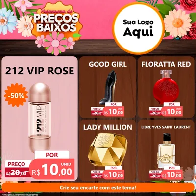 Modelo de Rede Social para Feed Facebook com o tema Primavera de Preços Baixos para Perfumes