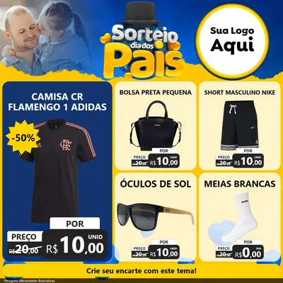 Modelo de Rede Social para Feed Facebook com o tema Sorteio Dia Dos Pais para Roupas e acessórios
