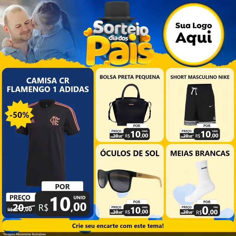 Modelo de Rede Social para Feed Facebook com o tema Sorteio Dia Dos Pais para Roupas e acessórios