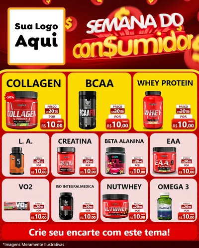 Modelo de Rede Social para Feed Instagram com o tema Semana do Consumidor para Suplementos alimentares