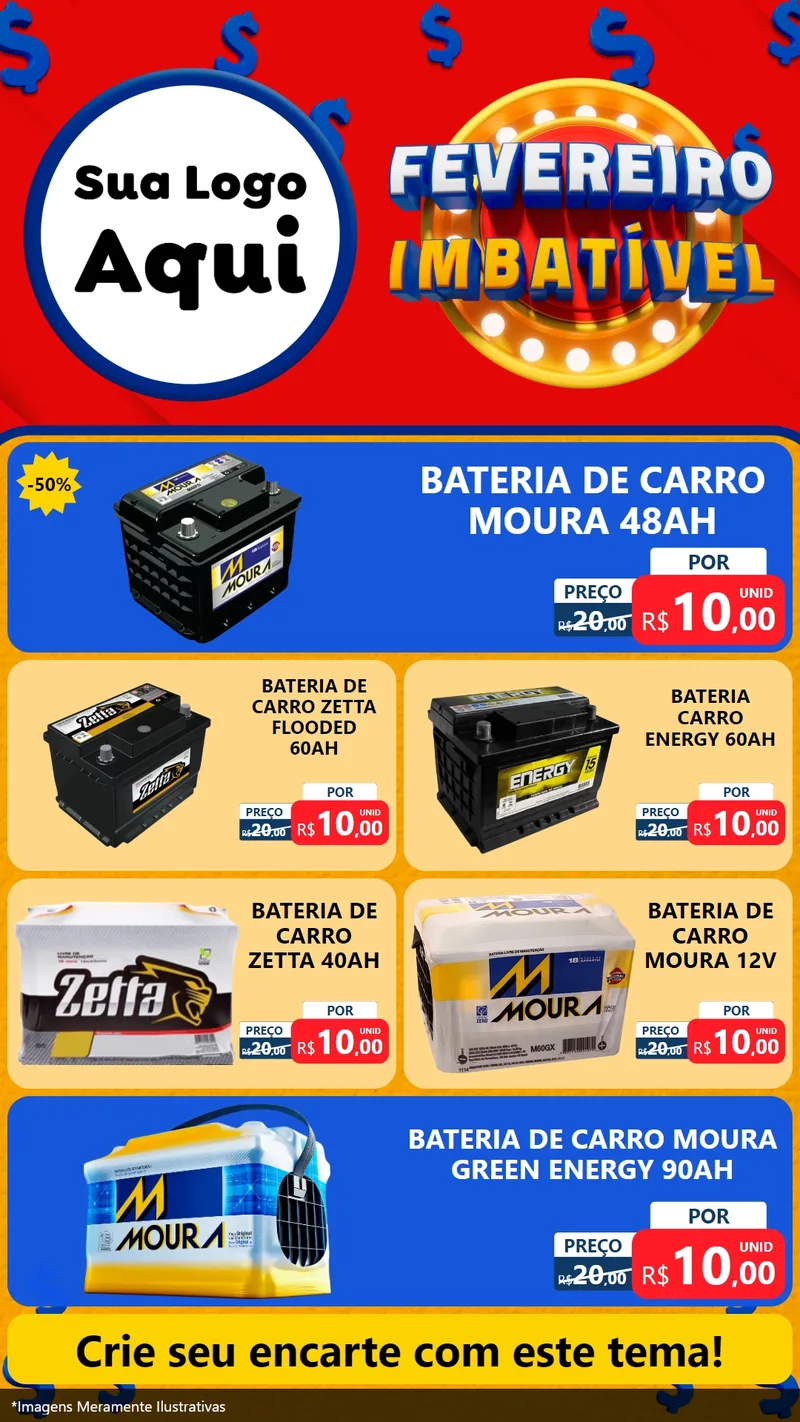 Modelo de TV para TV Vertical com o tema Fevereiro Imbatível para Baterias Elétricas