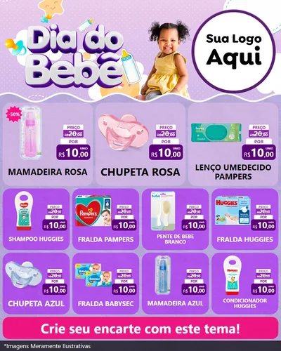Modelo de Rede Social para Feed Instagram com o tema Dia do Bebê para Bebês