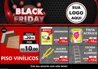 Modelo de Encarte para Encarte A4 Horizontal com o tema Black Friday para Material para Construção