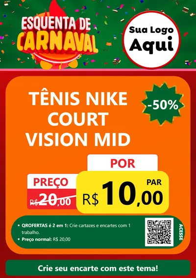 Modelo de Cartaz para Cartaz A4 Vertical com o tema Esquenta de Carnaval para Calçados