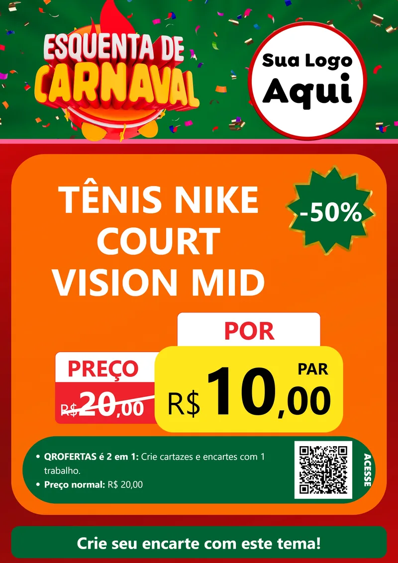 Modelo de Cartaz para Cartaz A4 Vertical com o tema Esquenta de Carnaval para Calçados