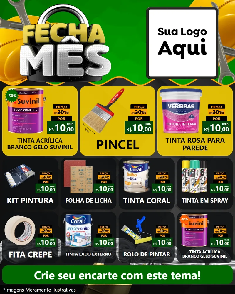Modelo de Rede Social para Feed Instagram com o tema Fecha Mês para Tintas e Ferramentas