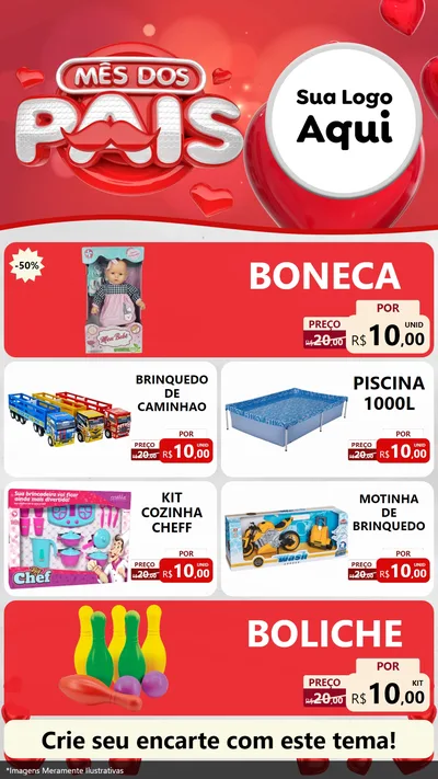 Modelo de TV para TV Vertical com o tema Mês dos Pais para Brinquedos