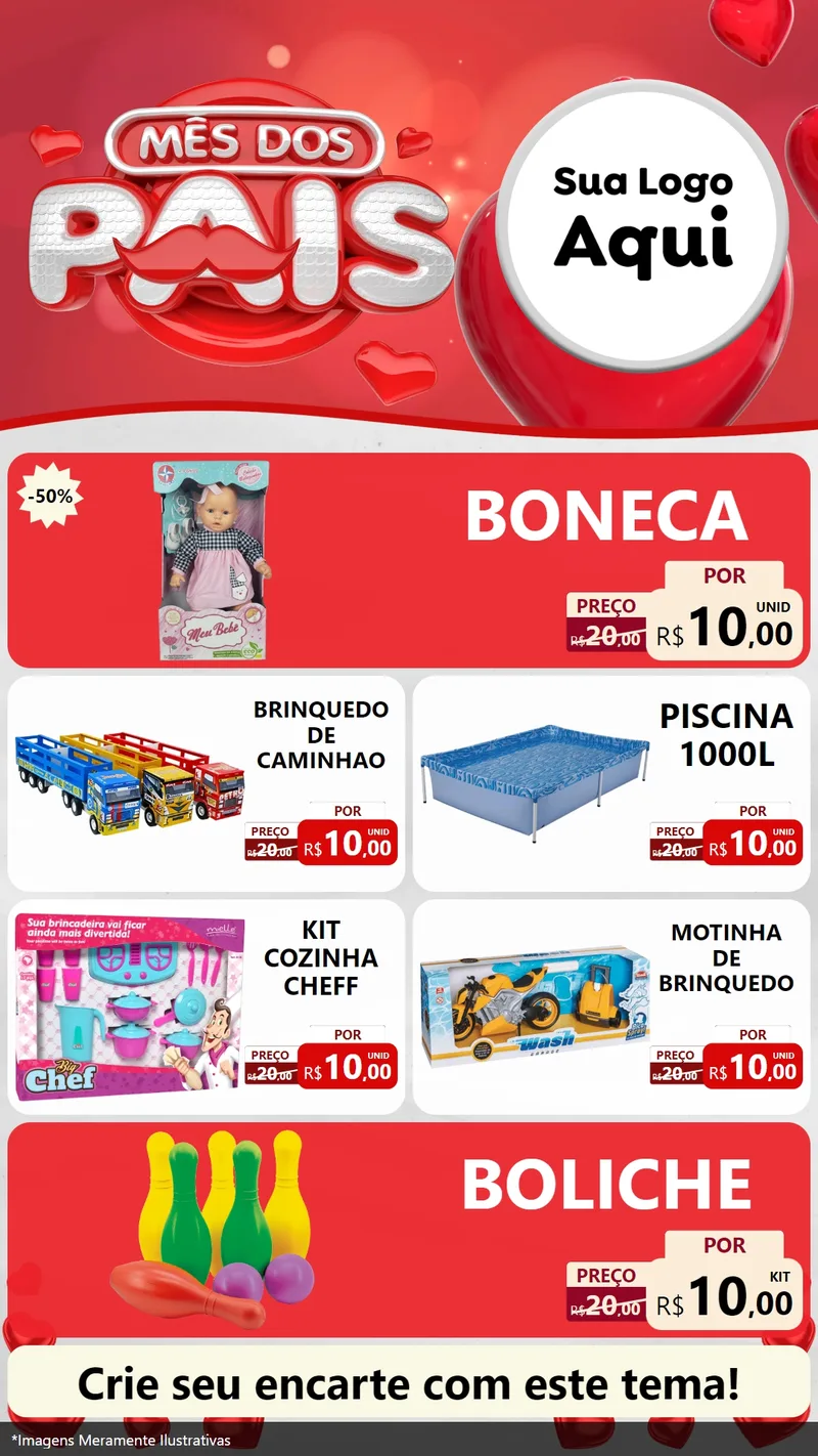 Modelo de TV para TV Vertical com o tema Mês dos Pais para Brinquedos