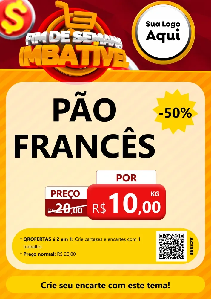 Modelo de Cartaz para Cartaz A4 Vertical com o tema Fim de Semana Imbatível para Padaria