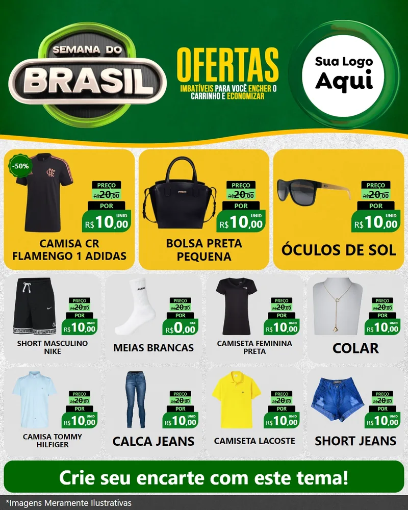 Modelo de Rede Social para Feed Instagram com o tema Semana do Brasil para Roupas e acessórios