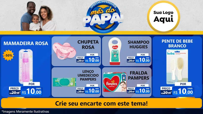 Modelo de TV para TV Horizontal com o tema Ofertas Imperdíveis Mês Do Papai para Bebês