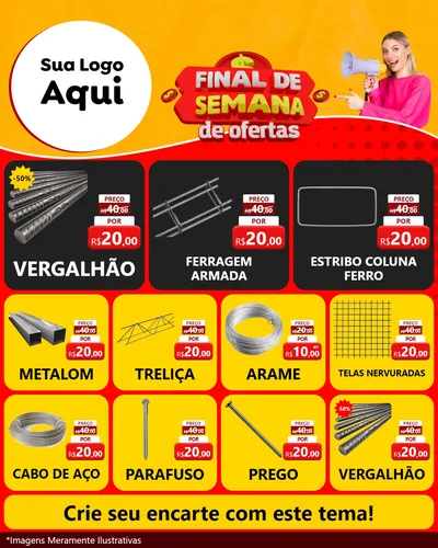 Modelo de Rede Social para Feed Instagram com o tema Final de Semana de Ofertas para Ferragens