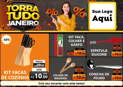 Modelo de Encarte para Encarte A4 Horizontal com o tema Torra Tudo Janeiro para Utilidades Domésticas