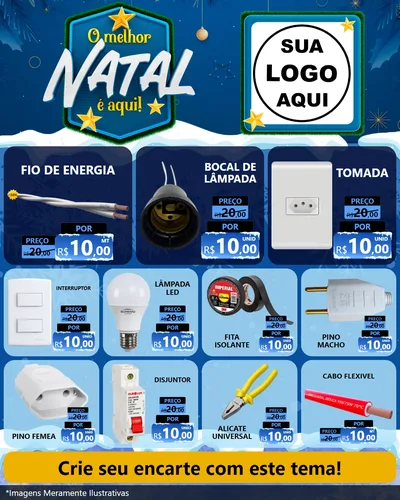 Modelo de Rede Social para Feed Instagram com o tema O Melhor Natal É Aqui! para Materiais Elétricos