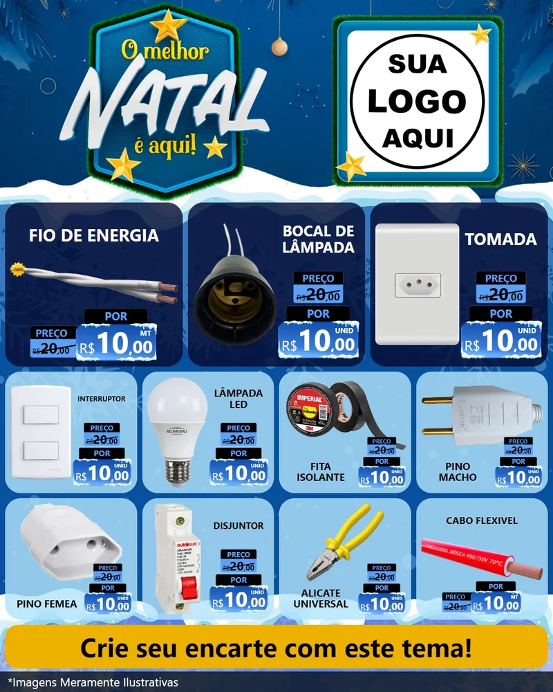 Modelo de Rede Social para Feed Instagram com o tema O Melhor Natal É Aqui! para Materiais Elétricos