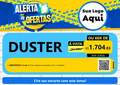 Modelo de Cartaz para Cartaz A4 Horizontal com o tema Alerta de Ofertas para Concessionaria de Carros
