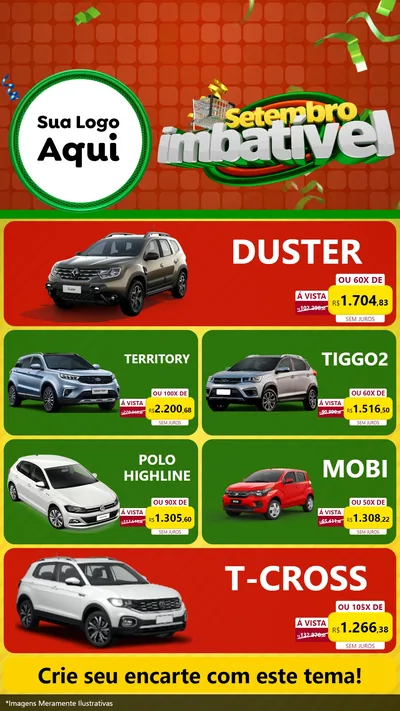 Modelo de TV para TV Vertical com o tema Setembro Imbatível para Concessionaria de Carros