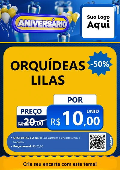 Modelo de Cartaz para Cartaz A4 Vertical com o tema Aniversário para Floricultura e jardim