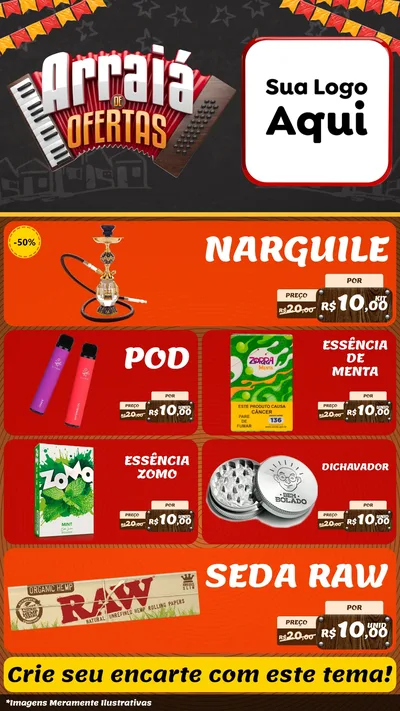 Modelo de TV para TV Vertical com o tema Arraiá de Ofertas - Junina para Tabacaria