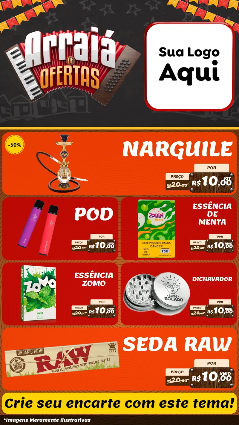 Modelo de TV para TV Vertical com o tema Arraiá de Ofertas - Junina para Tabacaria