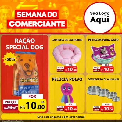Modelo de Rede Social para Feed Facebook com o tema Semana do Comerciante para Pet Shop