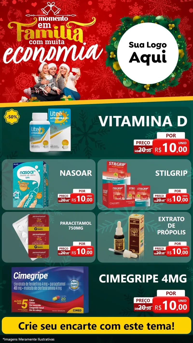 Modelo de TV para TV Vertical com o tema Momento em Família (Natal) para Farmácia