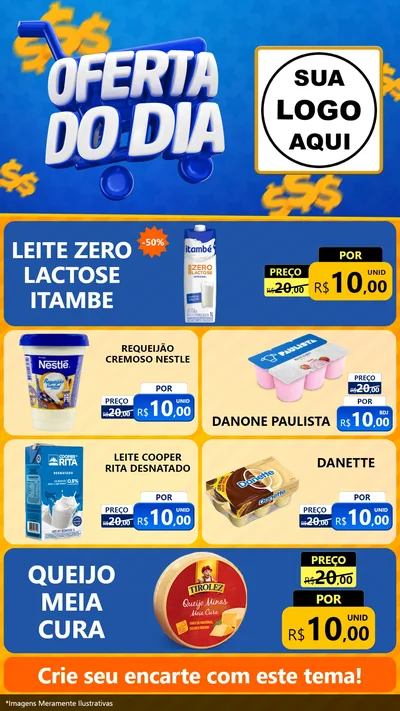 Modelo de TV para TV Vertical com o tema Oferta do Dia para Frios e Laticínios