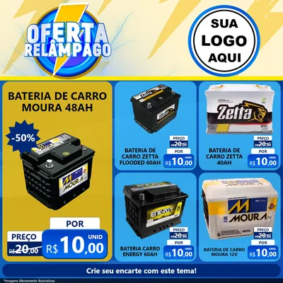 Modelo de Rede Social para Feed Facebook com o tema Oferta Relâmpago para Baterias Elétricas