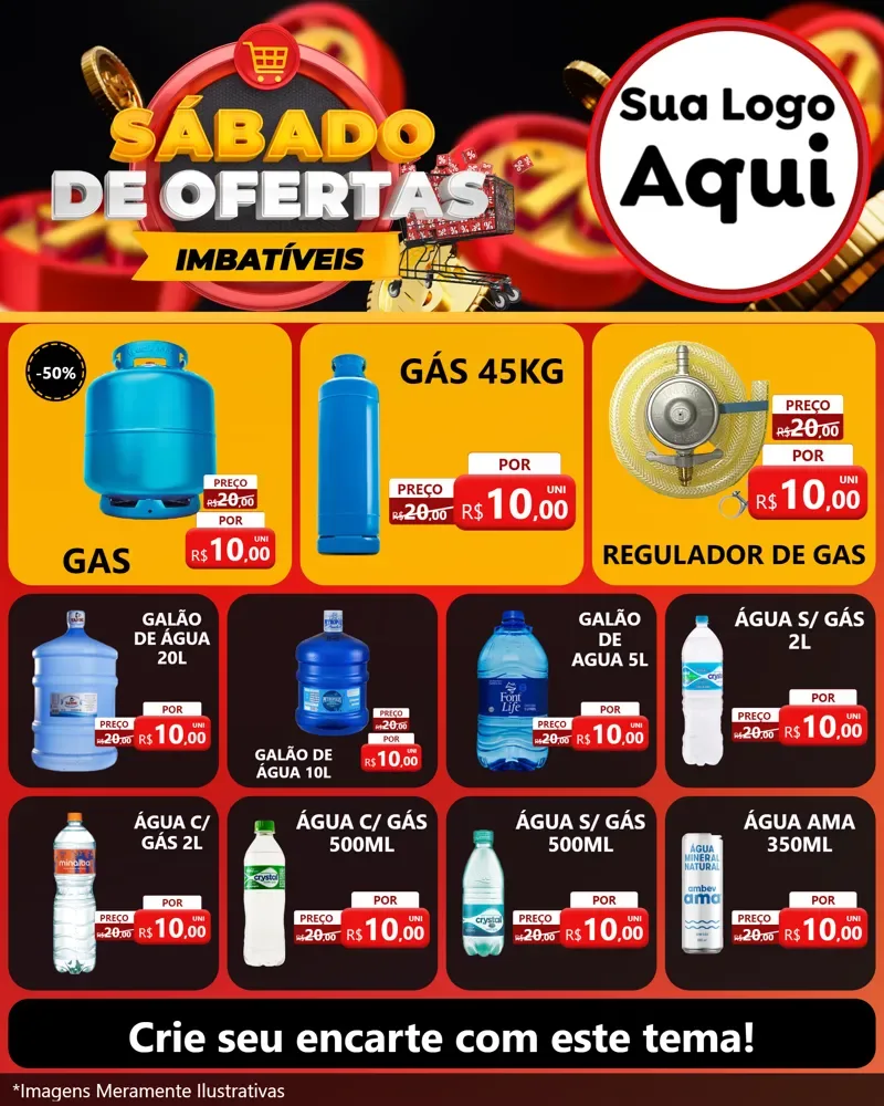 Modelo de Rede Social para Feed Instagram com o tema Sábado de Ofertas Imbatíveis para Água e gás
