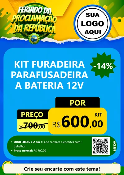 Modelo de Cartaz para Cartaz A4 Vertical com o tema Feriado da Proclamação da República para Maquinas e Ferramentas
