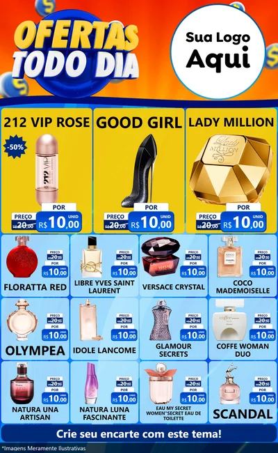 Modelo de Encarte para Encarte Grande com o tema Ofertas Todo Dia para Perfumes