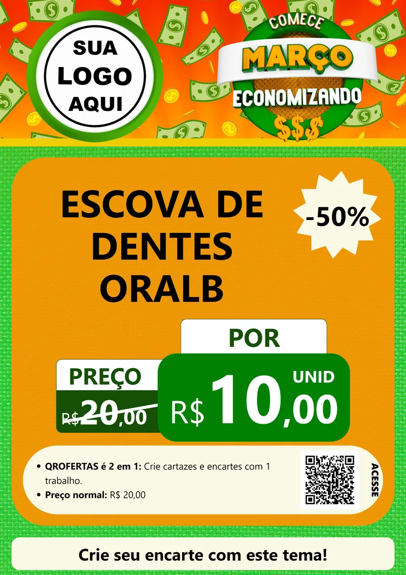 Modelo de Cartaz para Cartaz A4 Vertical com o tema Comece Março Economizando para Higiene Pessoal