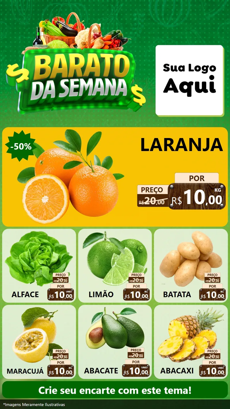 Modelo de Rede Social para Stories com o tema Barato da Semana para Hortifrúti