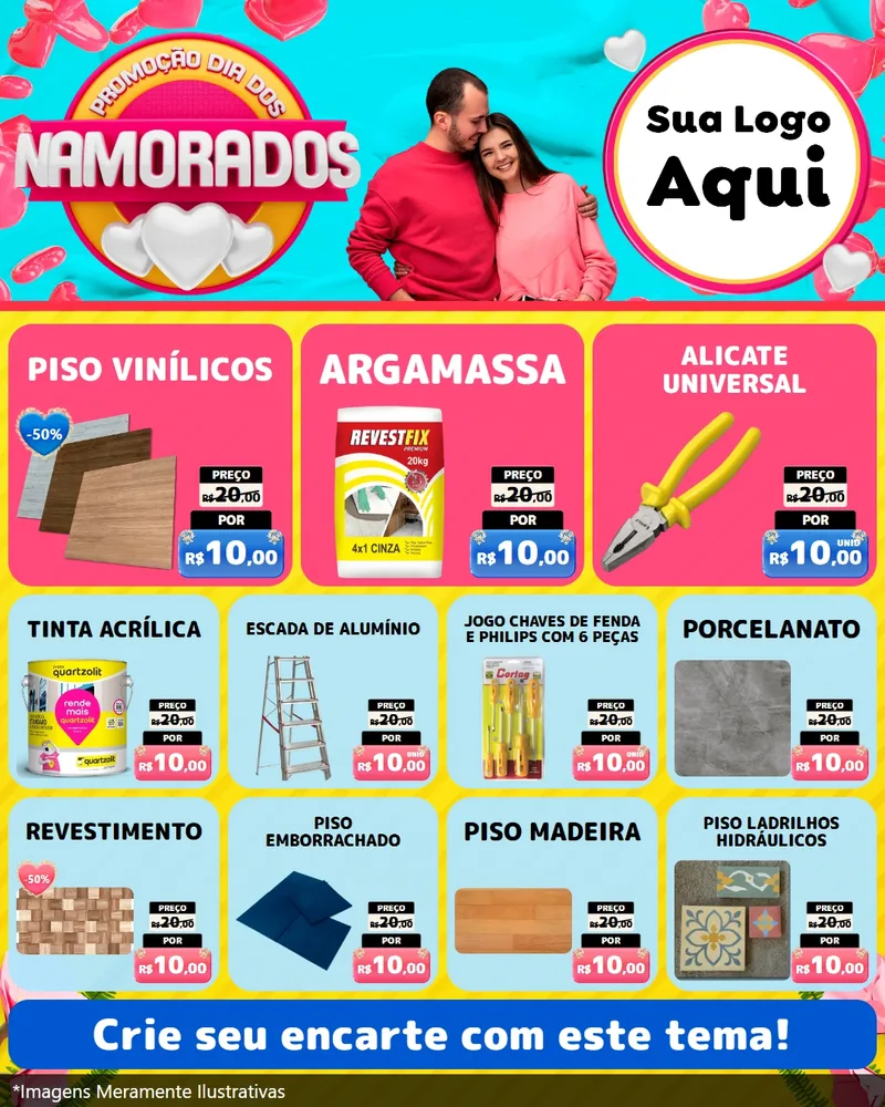 Modelo de Rede Social para Feed Instagram com o tema Promoção Dia dos Namorados para Material para Construção