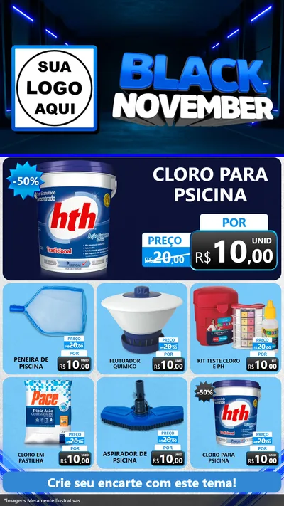Modelo de Rede Social para Stories com o tema Black November para Produtos para Piscina