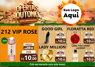 Modelo de Encarte para Encarte A4 Horizontal com o tema Ofertas de Outono - Vem, Aproveite! para Perfumes