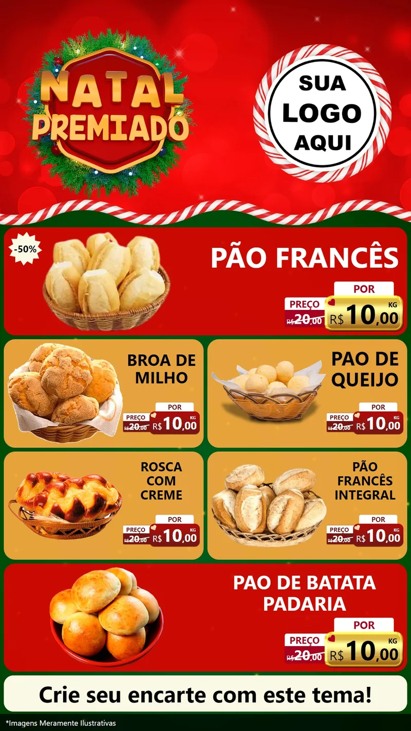 Modelo de TV para TV Vertical com o tema Natal Premiado para Padaria