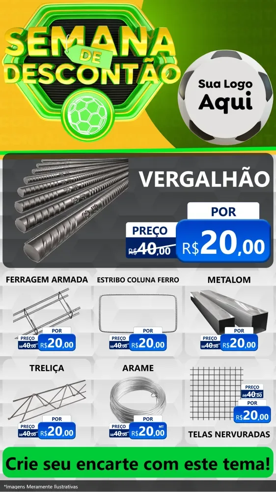 Modelo de Rede Social para Stories com o tema Semana de Descontão - Copa para Ferragens
