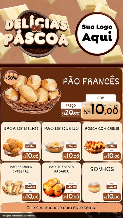 Modelo de Rede Social para Stories com o tema Delícias de Páscoa para Padaria