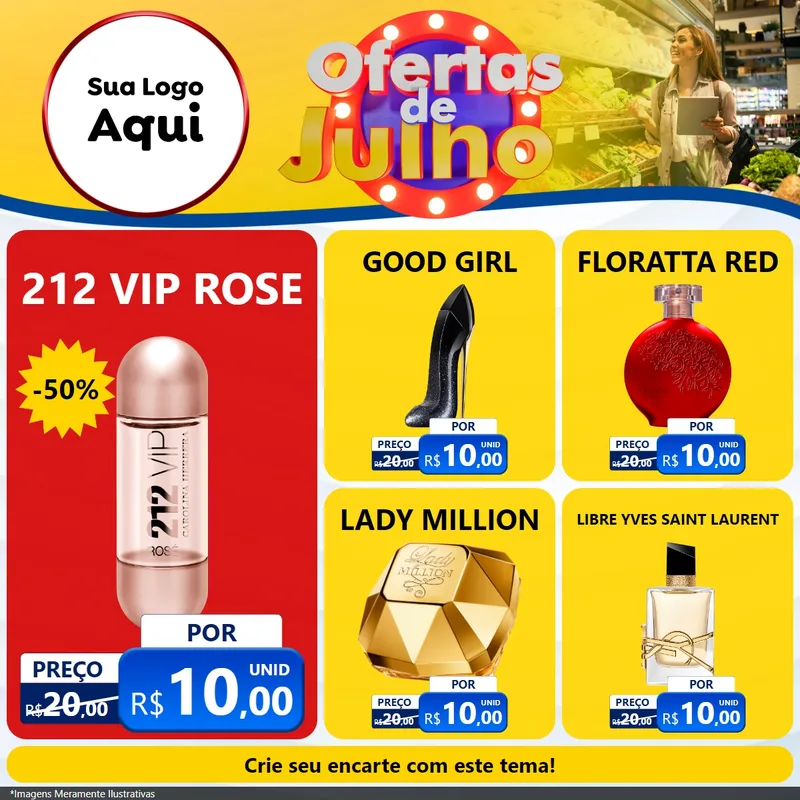 Modelo de Rede Social para Feed Facebook com o tema Ofertas de Julho para Perfumes