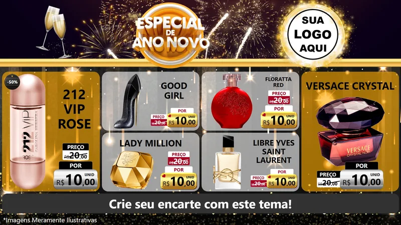Modelo de TV para TV Horizontal com o tema Especial de Ano Novo para Perfumes