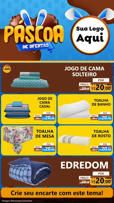 Modelo de TV para TV Vertical com o tema Páscoa de Ofertas para Cama, Mesa e Banho