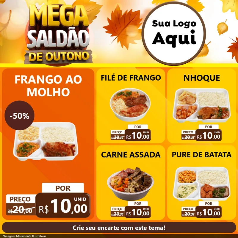 Modelo de Rede Social para Feed Facebook com o tema Mega Saldão de Outono para Restaurante
